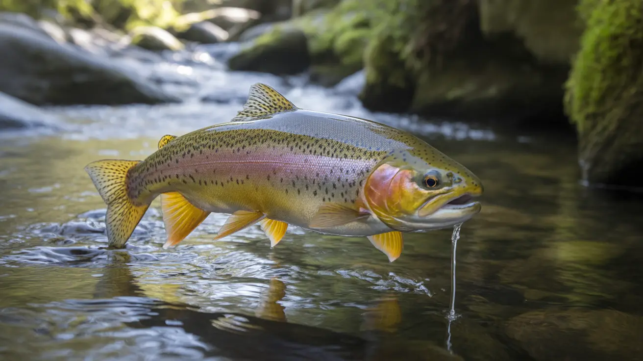 A mounted rainbow trout and brook trout from Sandy Lick Creek awaiting taxidermy
