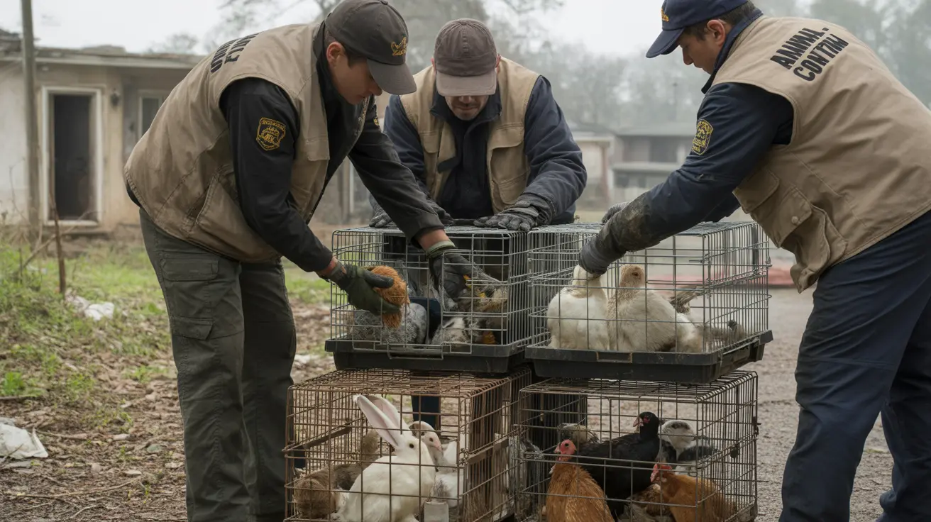 Rescue operation freeing animals from an overcrowded, unsanitary home