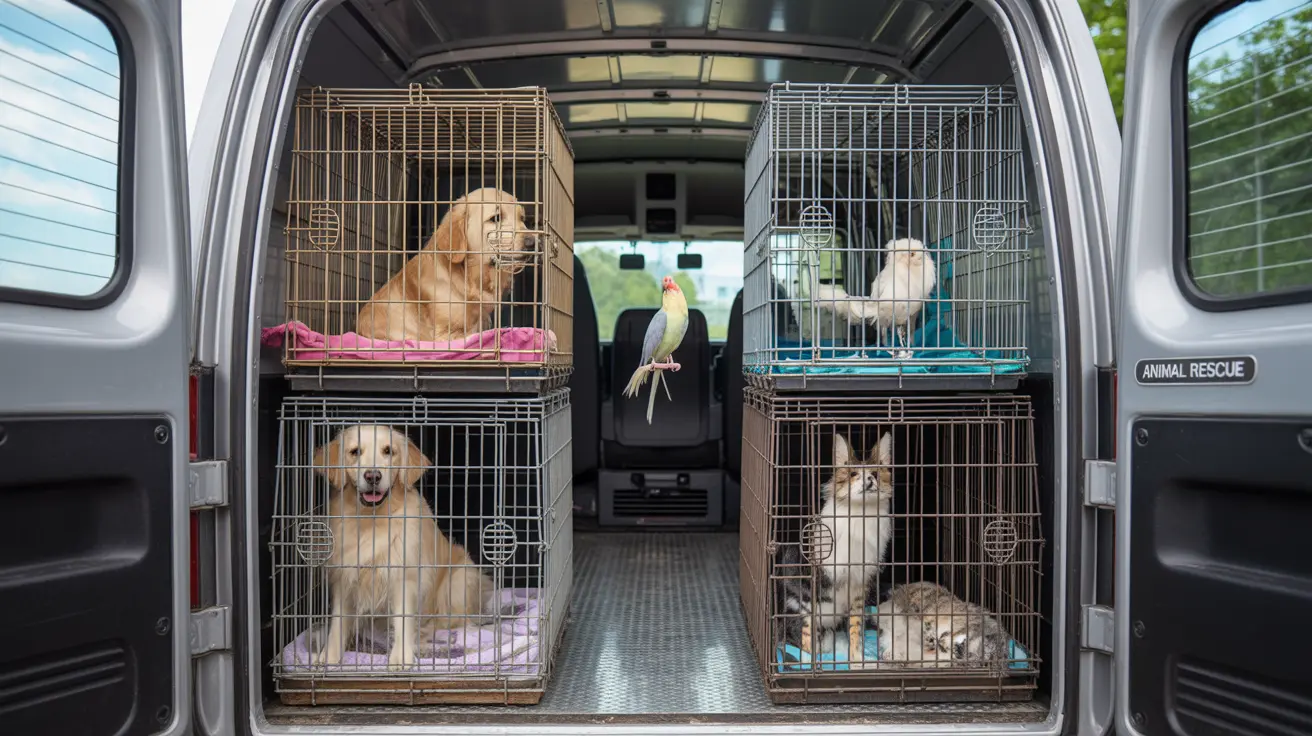 Rescued cats, dogs, and parrots in cages following Northport animal hoarding case