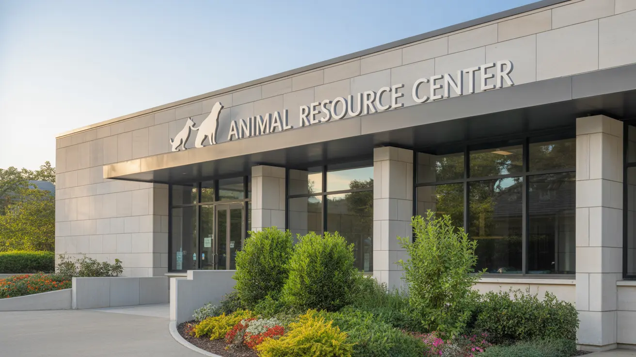 Animal Resource Center building entrance with pet support signage in Cortland Ohio