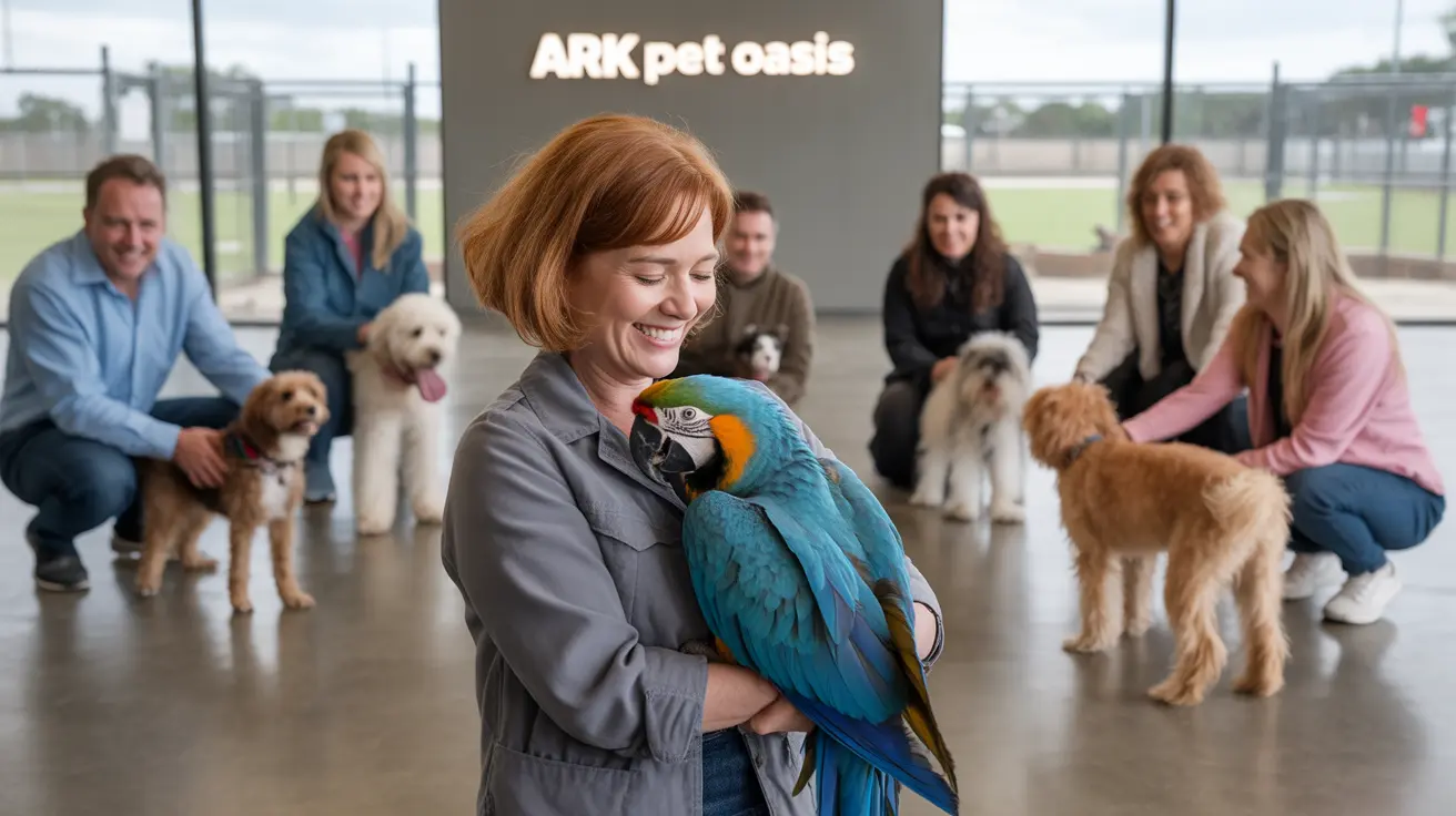 The ARK at JFK animal handling facility hosting Blessing of the Animals ceremony with pets and owners