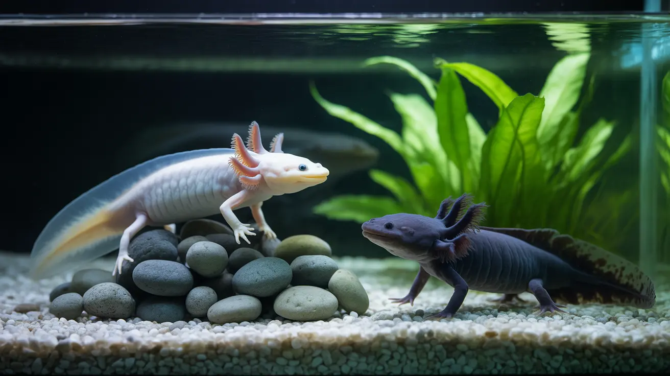 Axolotl salamanders in a specially designed aquarium at Salisbury Zoo
