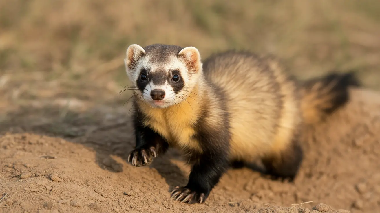 Black-footed ferret in natural grassland habitat