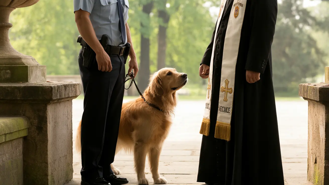 Pets and their owners gathered in the Gratitude Garden outside St. Joan of Arc Chapel during the Blessing of the Animals ceremony