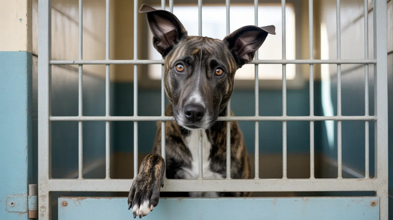 Volunteer caring for a foster dog indoors during winter