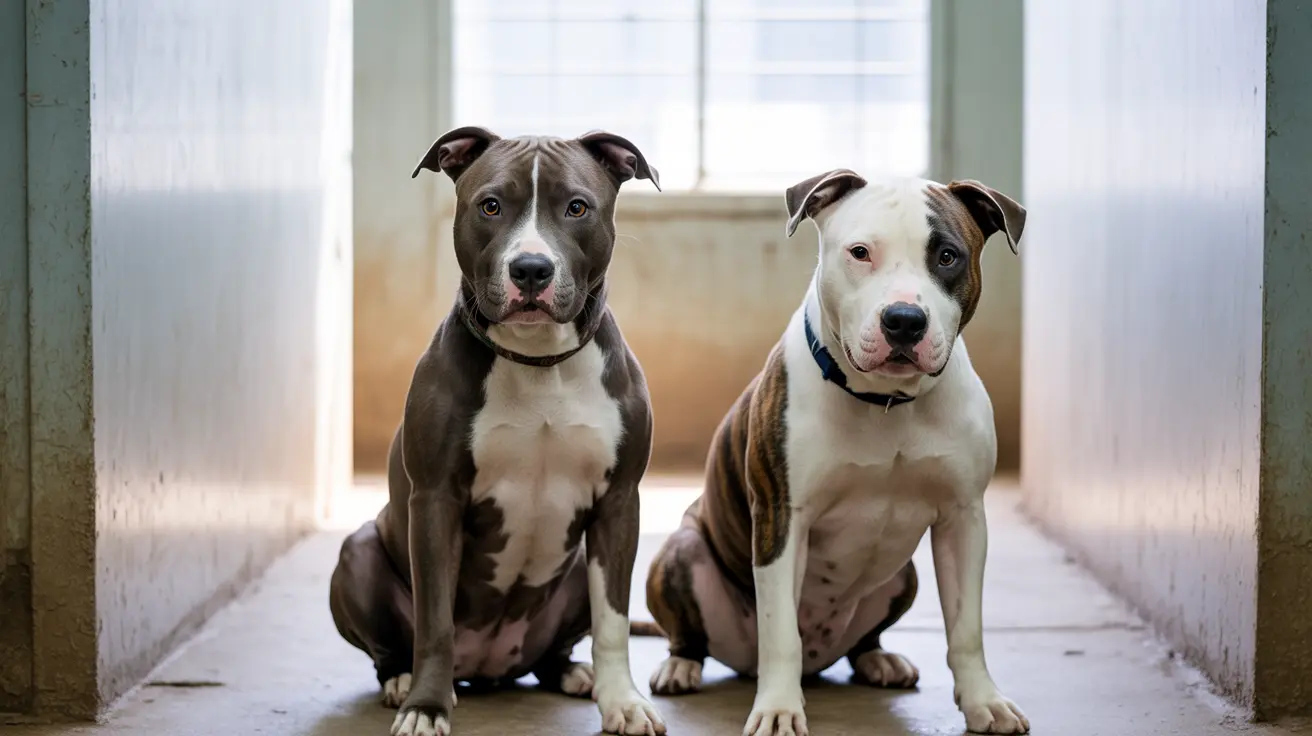 Two brown and white American Pit Bull Terriers abandoned in Ayden, North Carolina