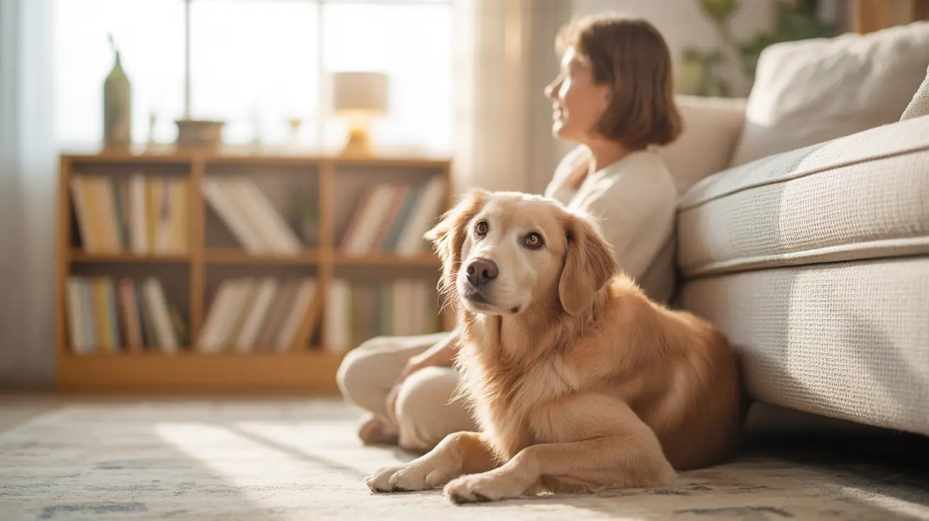 Happy person with their emotional support dog providing comfort