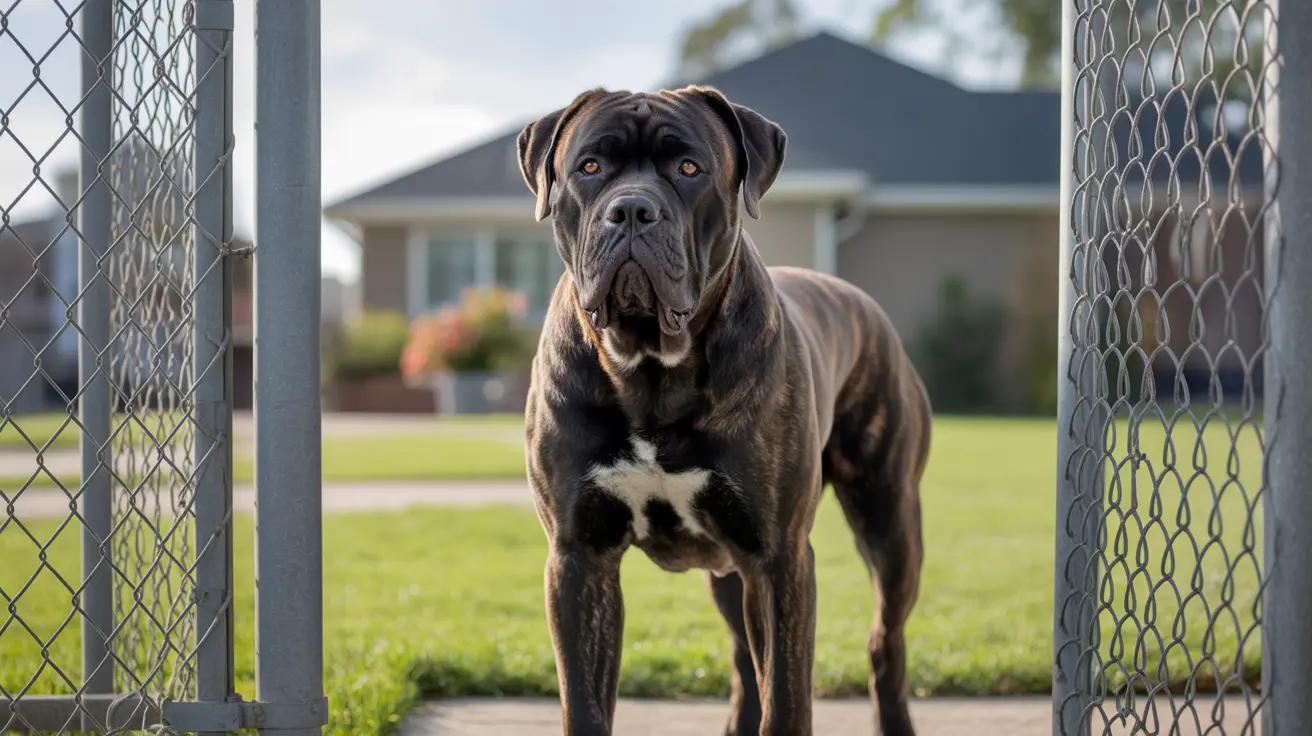 Cane Corso dog in a secure yard illustrating responsible dog ownership
