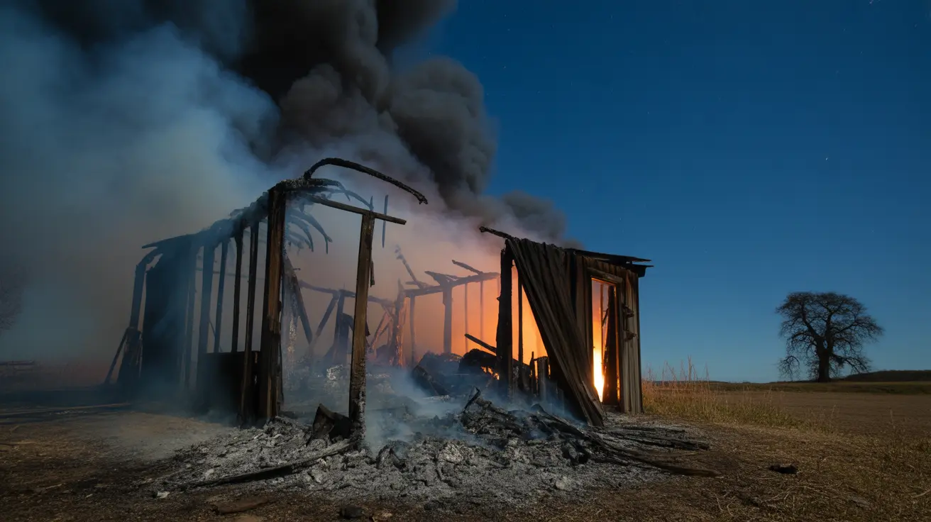 Firefighters rescuing animals from a burning chicken coop during a farm fire emergency