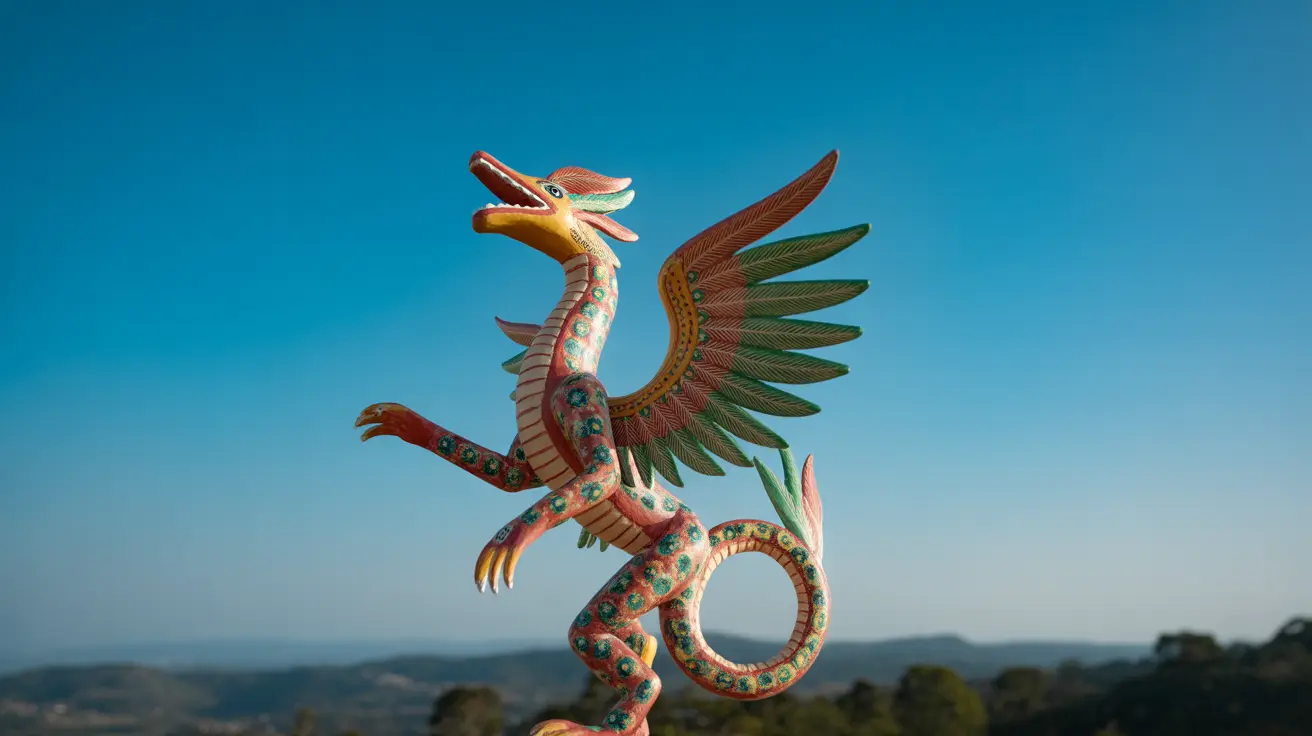 Colorful larger-than-life Oaxacan animal sculptures displayed outdoors at Fresno State University