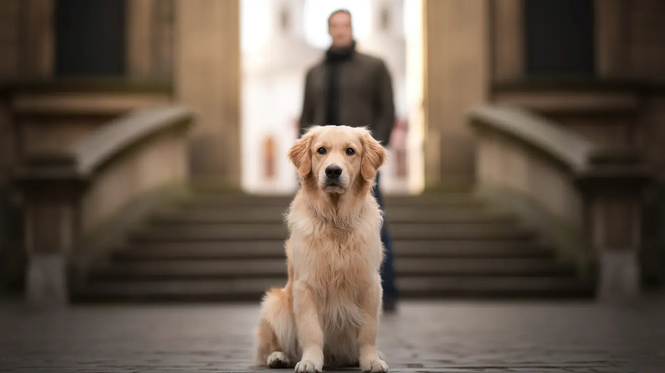 Pet owners and their animals receiving a blessing on the church steps at St. Agnes