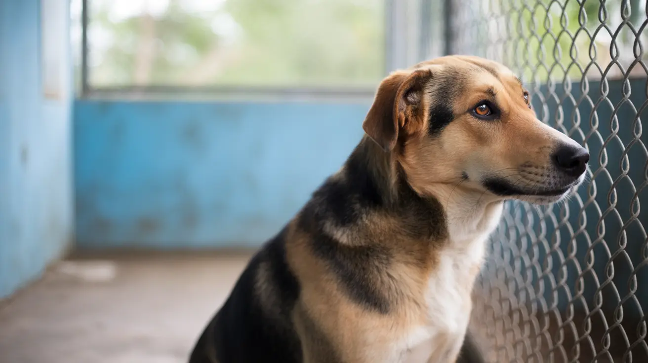 Shelter animals waiting in a crowded animal shelter environment