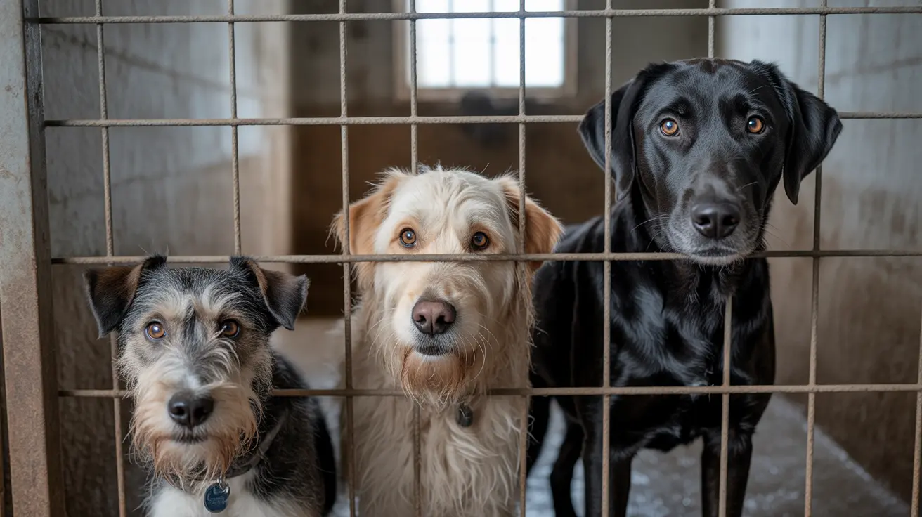 Dogs crowded together inside Newark animal shelter awaiting adoption