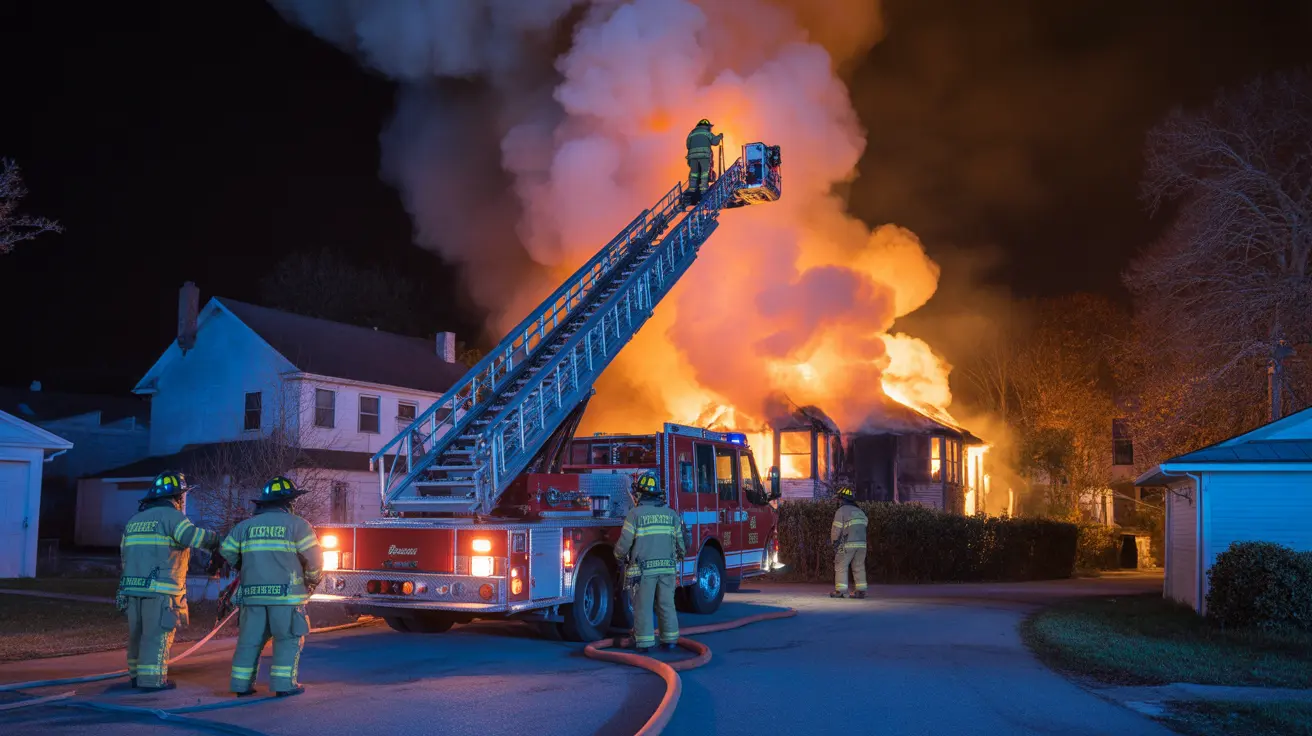 Firefighters rescuing pets from a South Charleston house fire