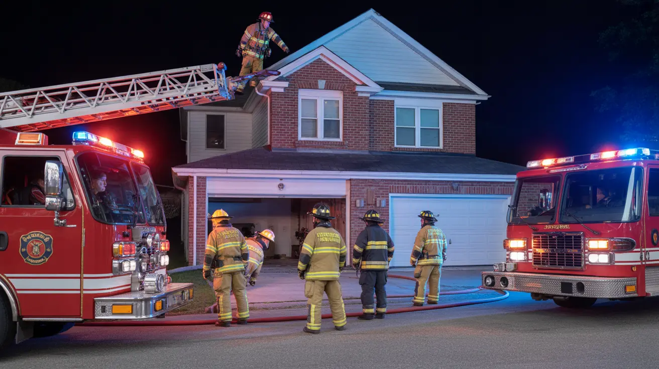 Firefighters responding to a house fire with pet rescue equipment in Albuquerque