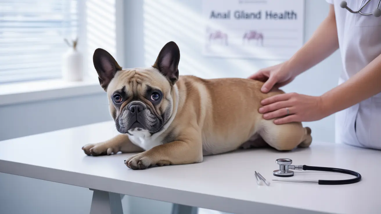 A French Bulldog receiving a veterinary examination in a clinical setting