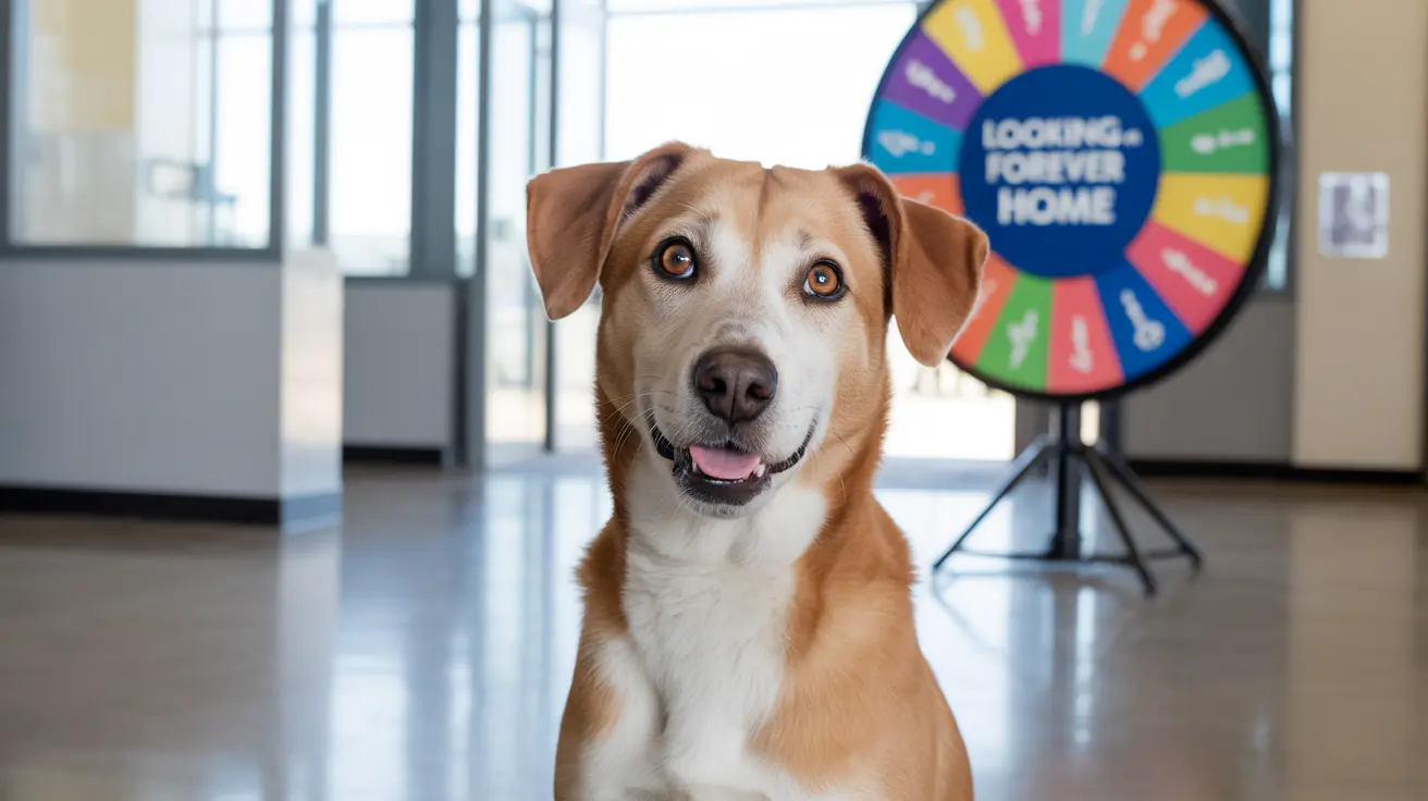 Happy dog waiting for adoption at Orange County Animal Services during fall promotion