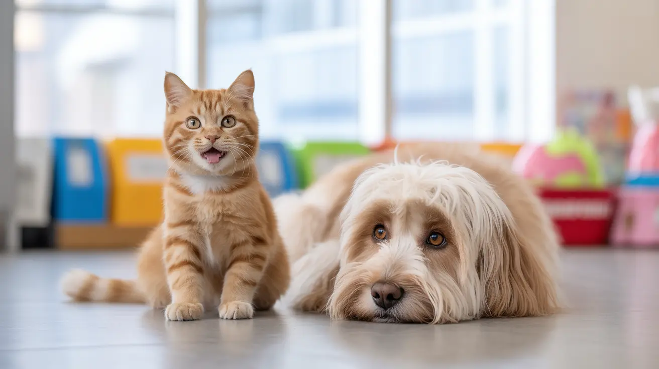 Pet store adoption area featuring rescue dogs and cats seeking homes