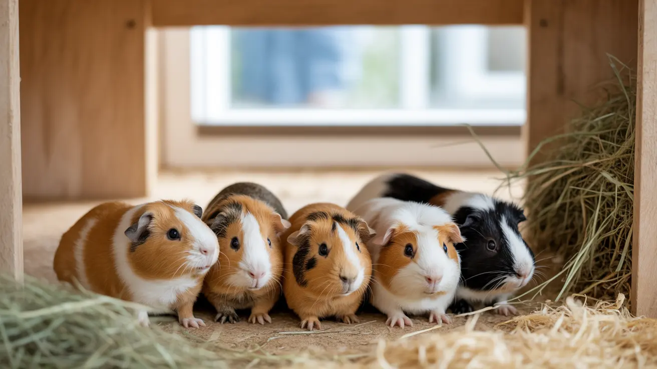Guinea pigs in a rescue facility enclosure