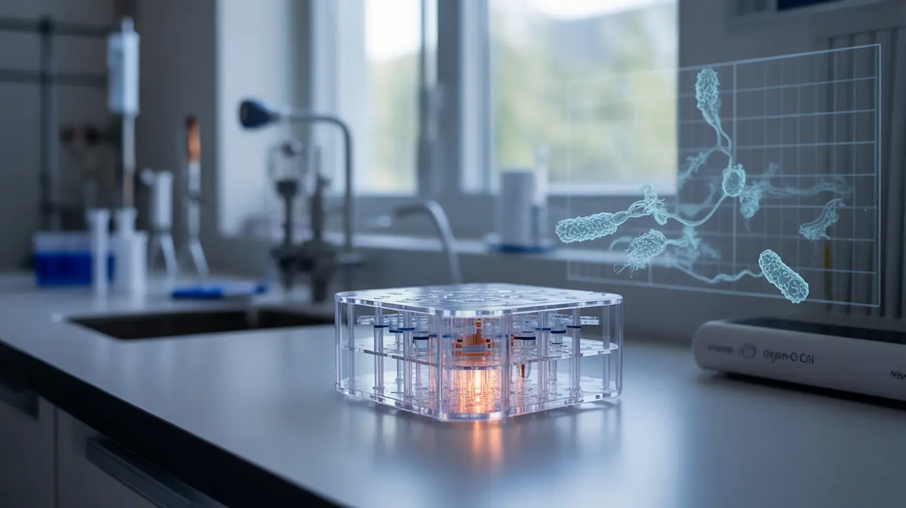 Illustration of laboratory technologies replacing animal testing with AI and organ-on-chip systems