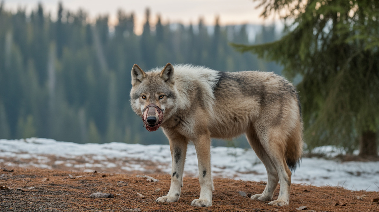 A gray wolf in a snowy Wyoming landscape symbolizing wildlife protection concerns
