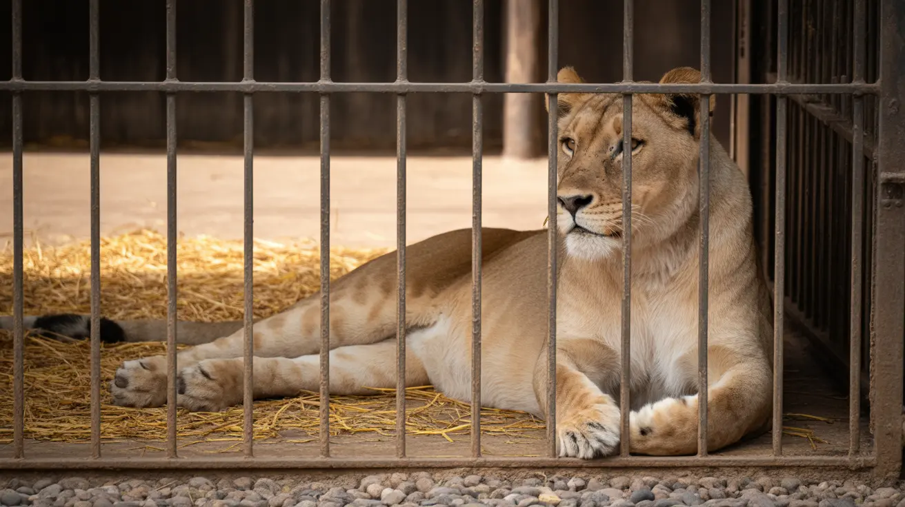 Big cat inside a wildlife sanctuary enclosure in California