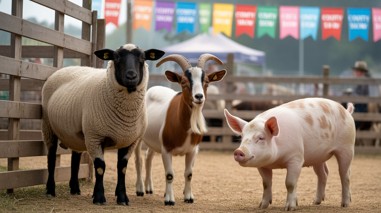 Livestock animals being prepared and groomed at the Arizona State Fair agricultural center