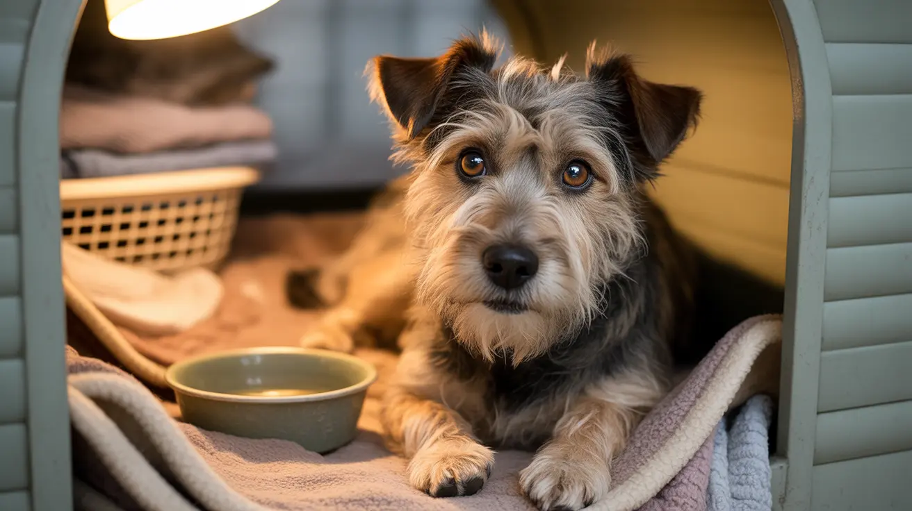 Louisiana winter scene showing a dog safely indoors during a freeze advisory