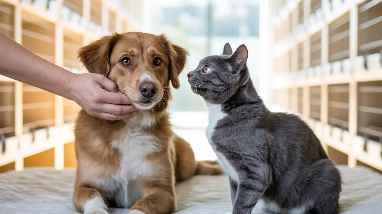 Happy adopted dog and cat at Cincinnati's Save the Animals Foundation no-kill shelter