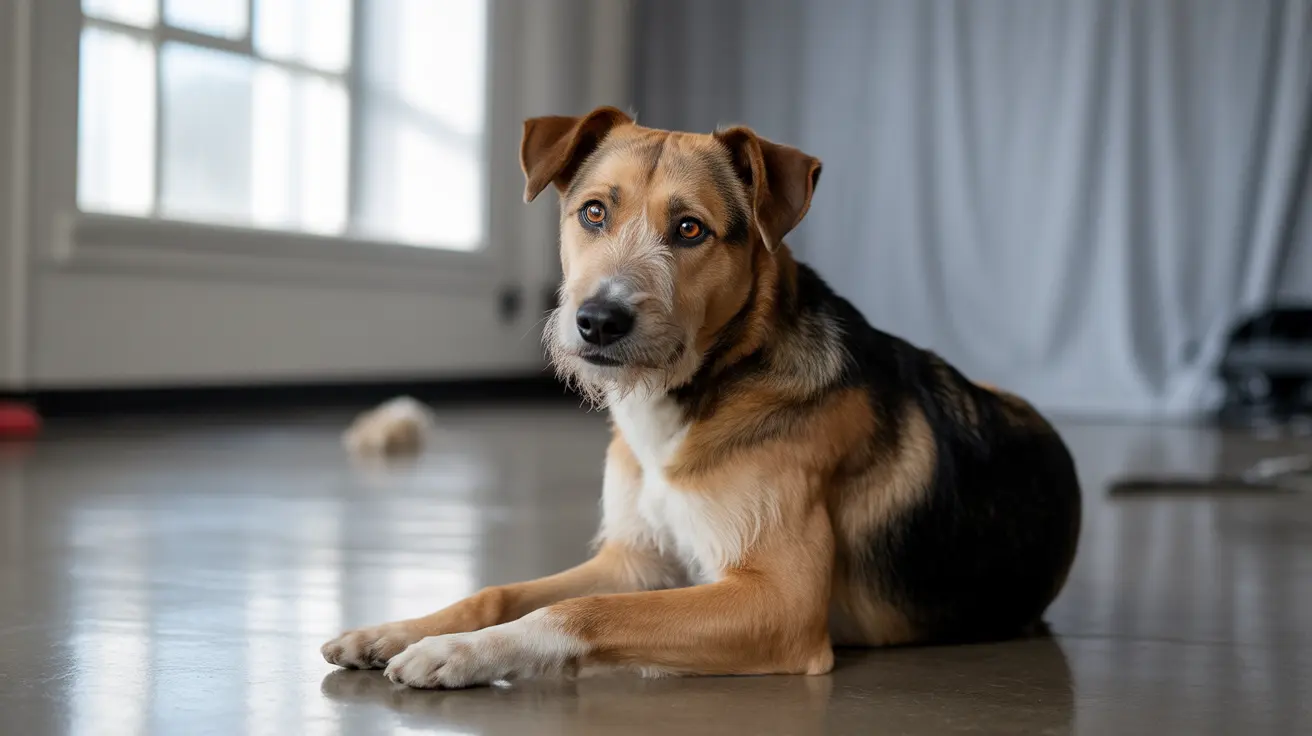 Shelter dog being trained by a professional animal trainer for a movie role