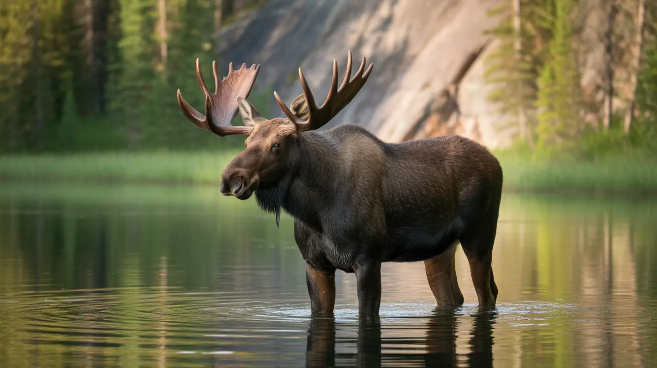 Gray wolf standing alert in Isle Royale National Park forest