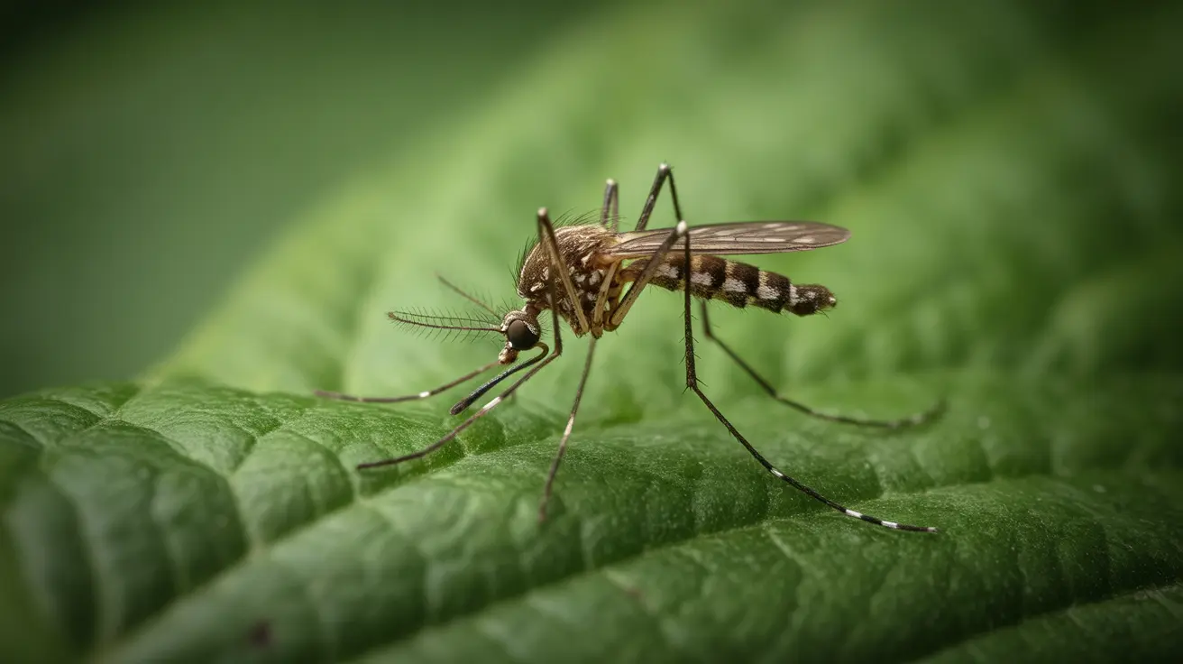 Mosquito perched on leaf representing West Nile Virus transmission risk