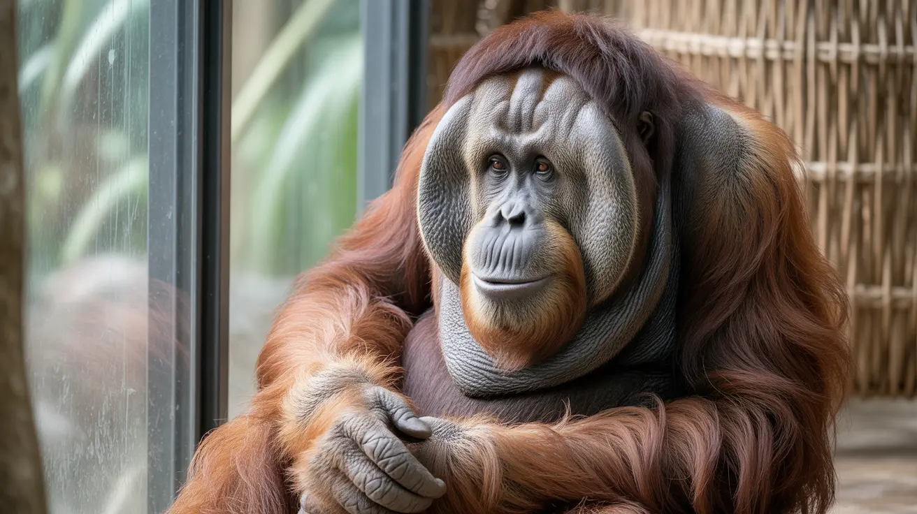 Orangutan resting inside heated shelter at ZooTampa during cold weather
