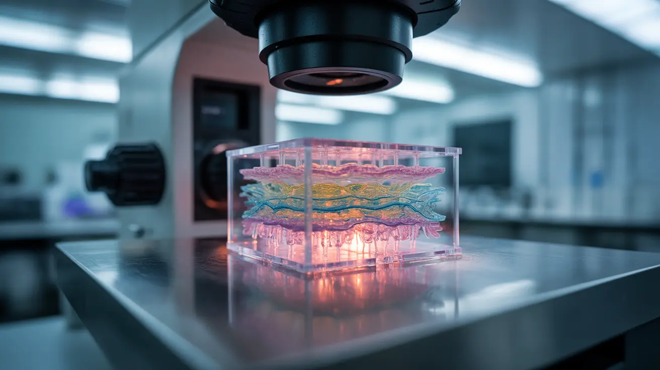 Illustration of organ-on-chip technology simulating human organs for drug testing