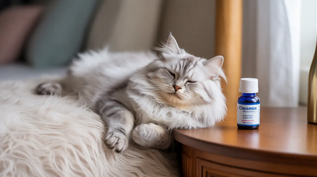 A fluffy white Persian cat peacefully sleeping next to a medication bottle.