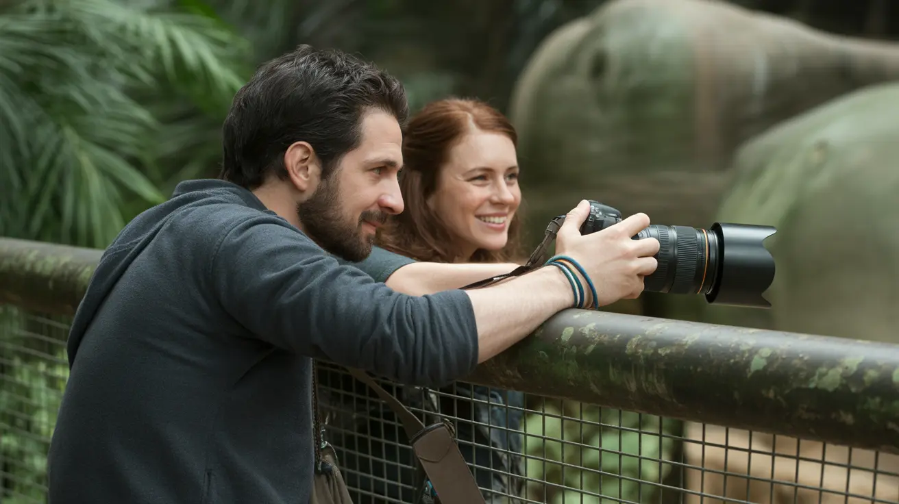 Visitors photographing jaguars at the Phoenix Zoo's Big Cats of Arizona habitat with catwalk and split-view swimming pool