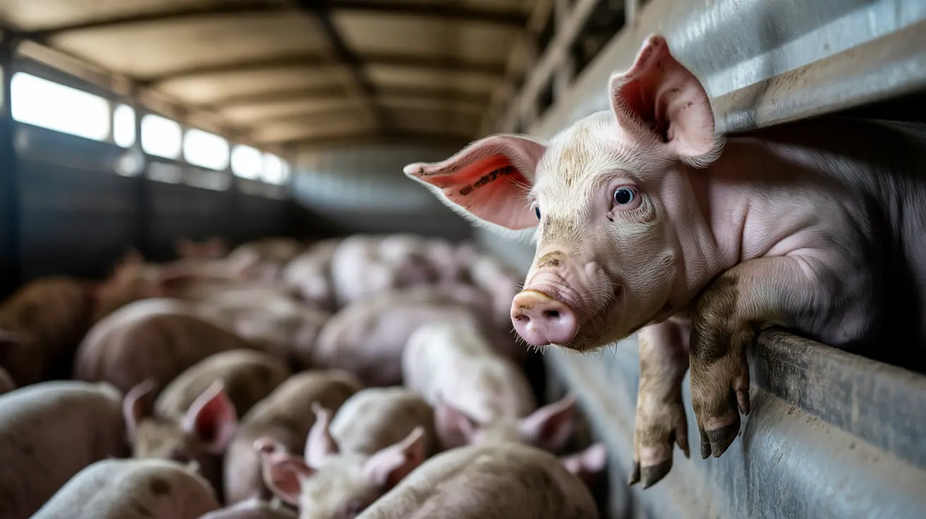 Livestock crowded inside a transport truck facing harsh conditions