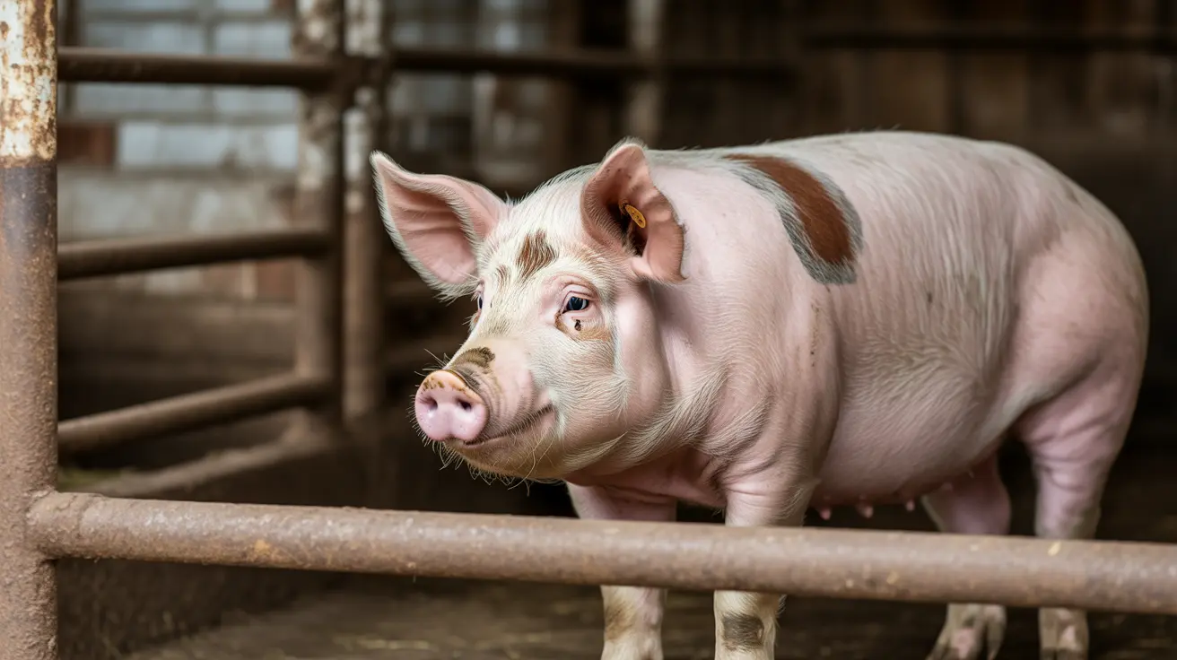 Illustration of farm animals including pigs, hens, and calves representing humane housing standards