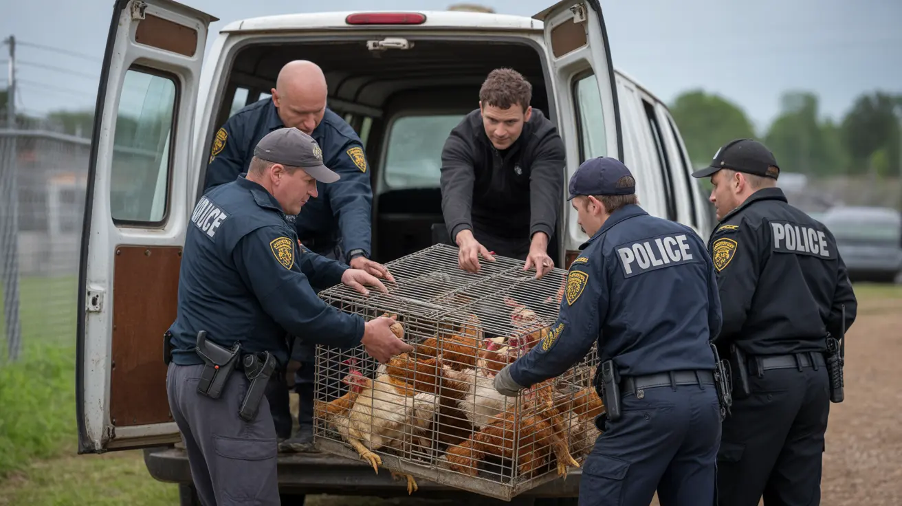 Rescue team outside a distressed New York home with numerous animals found inside