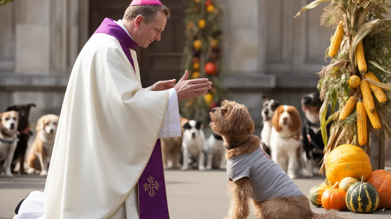 Historic Washington Memorial Chapel surrounded by pet owners and animals during the Blessing of the Animals ceremony