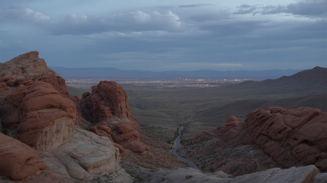 Desert landscape of Red Rock Canyon State Park with rocky terrain and native plants