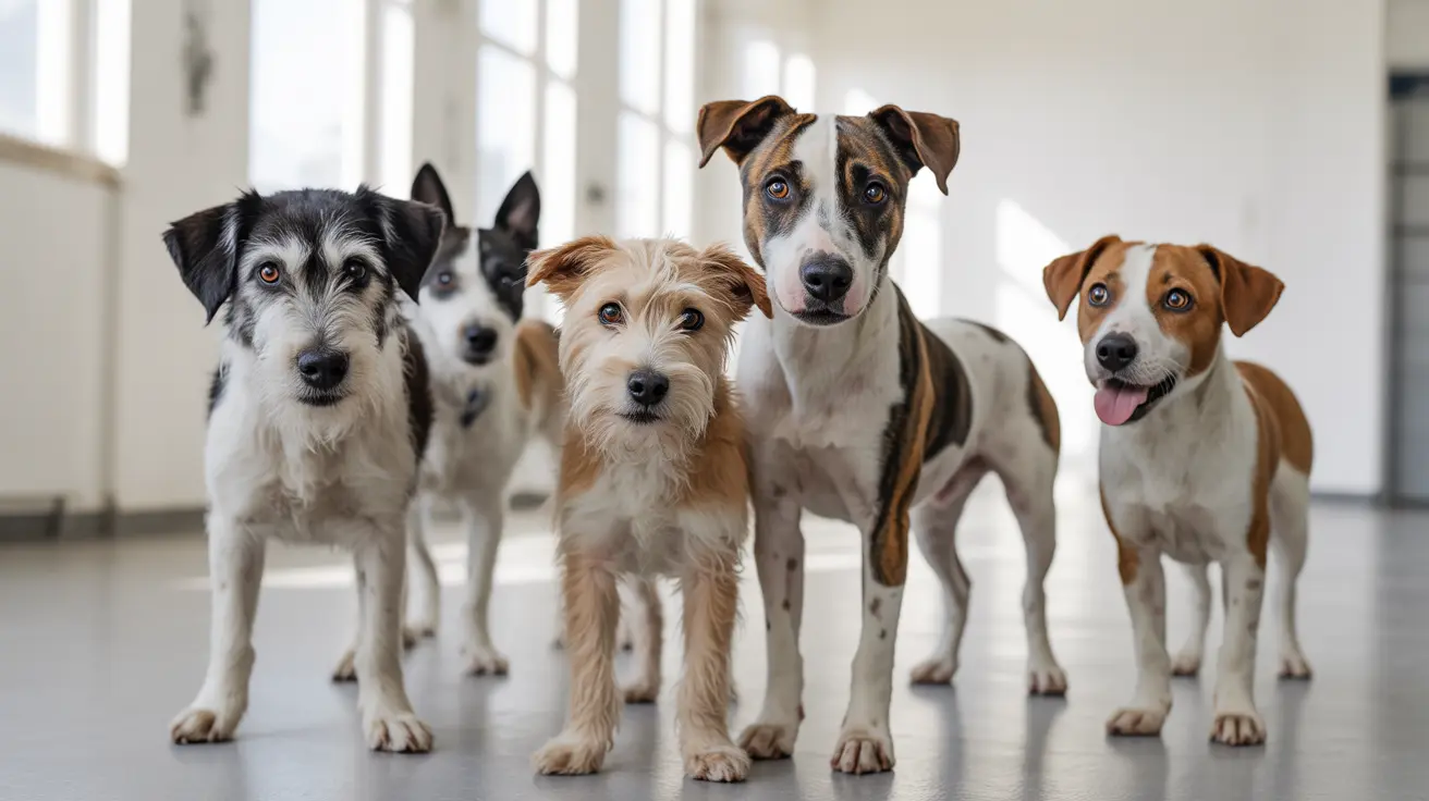 A group of emaciated dogs rescued from severe neglect in Lee County