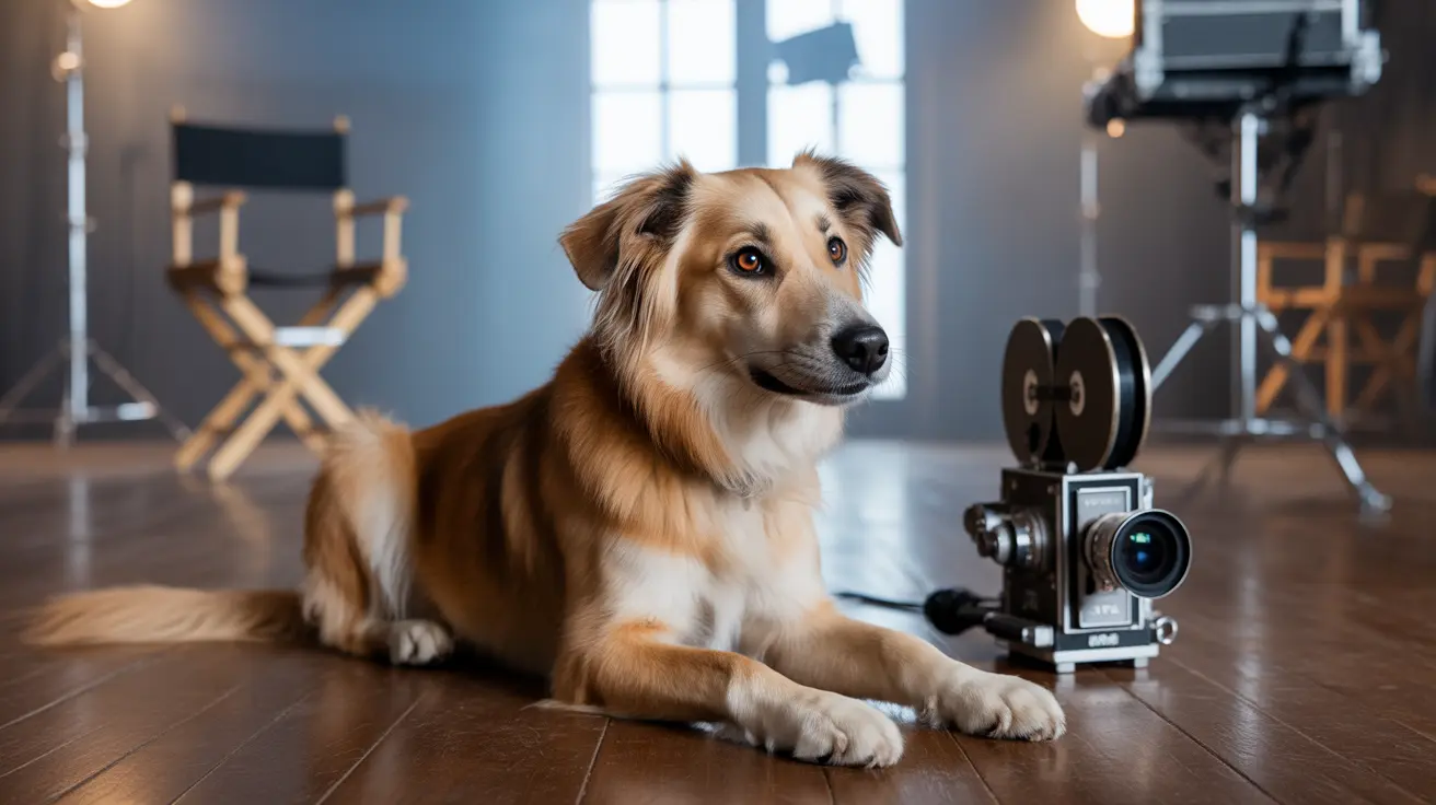 A trained rescue dog performing on a movie set in Georgia