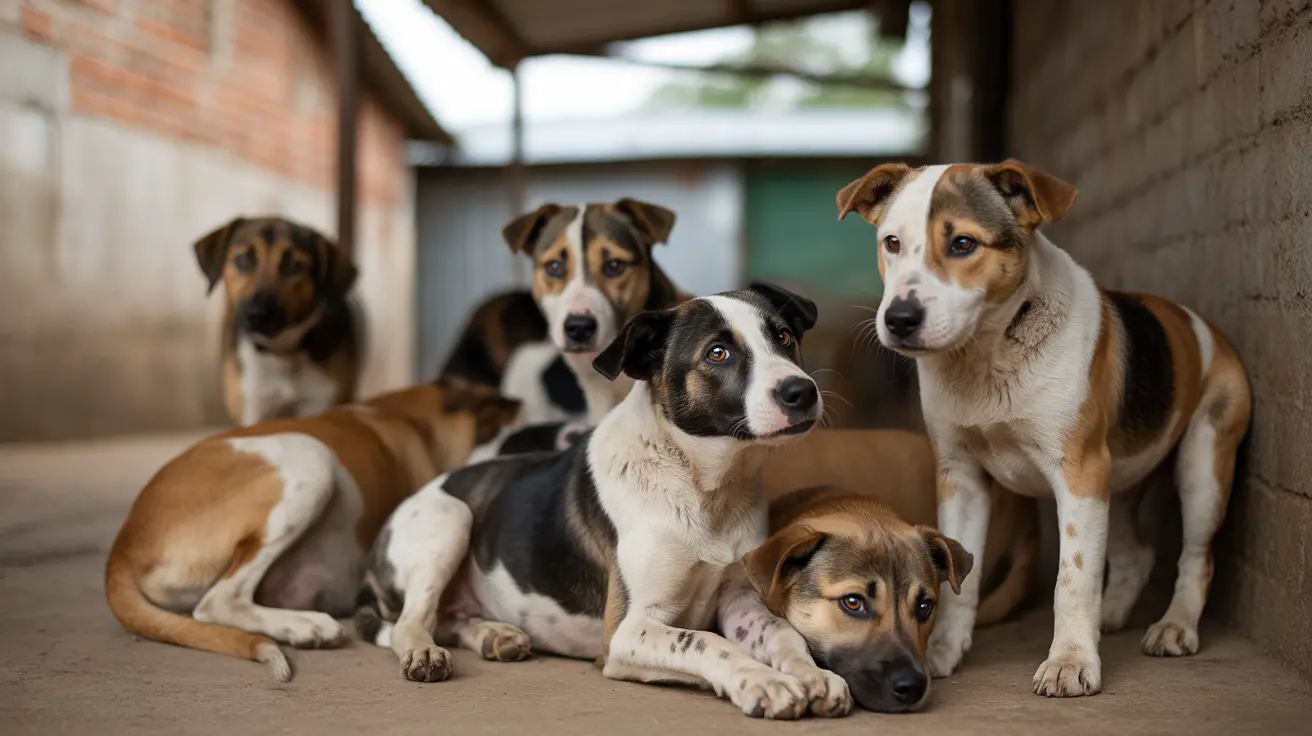 Rescued dogs from a puppy mill in Raleigh living in crowded and unsanitary conditions