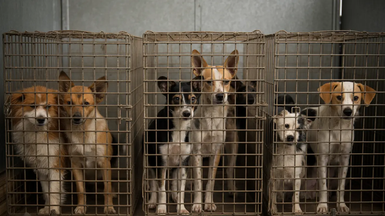 Severely malnourished dogs rescued from animal hoarding situation receiving veterinary care