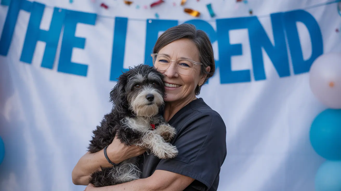 Veterinary clinic staff celebrating a long-serving employee's retirement