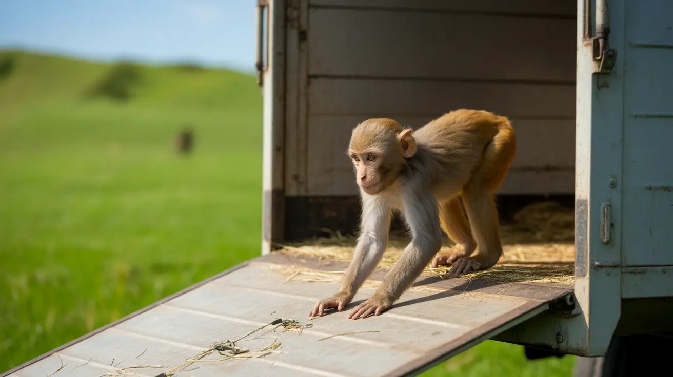 Rhesus macaque at an animal sanctuary receiving specialized care