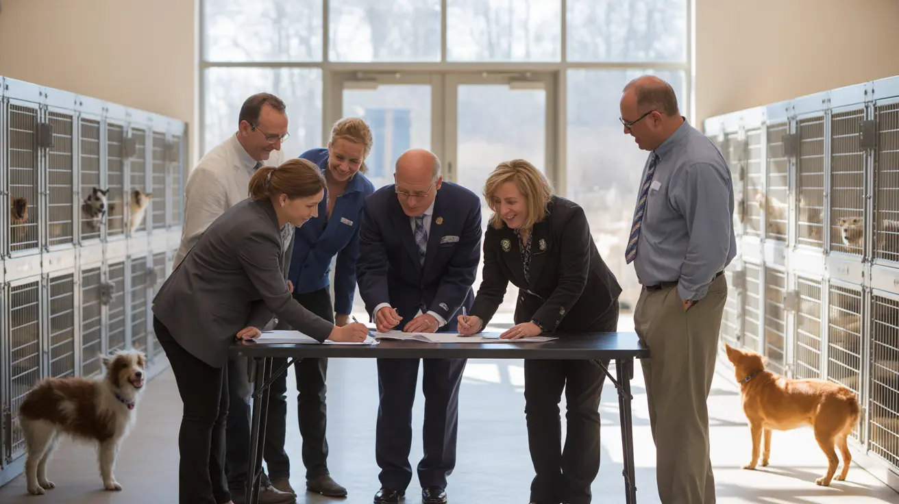 Contract signing ceremony for Jefferson County Humane Society managing Hancock County Animal Shelter