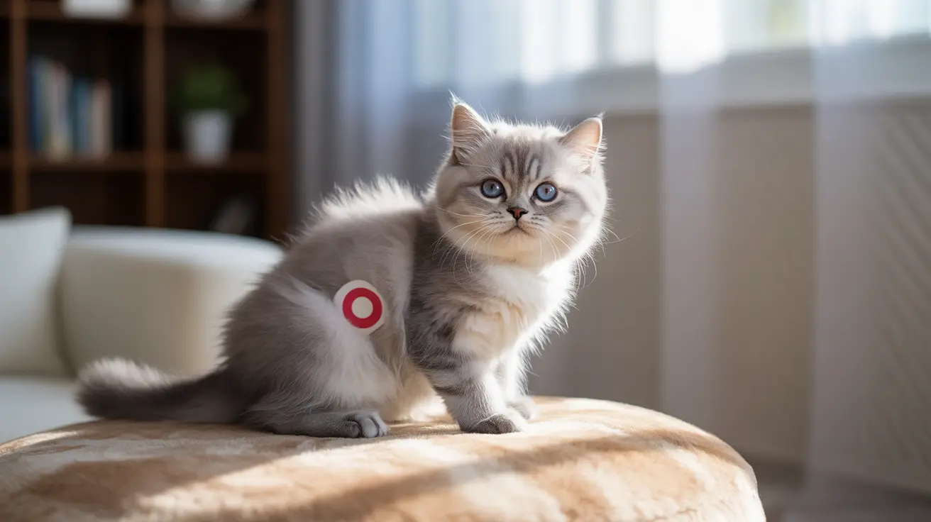 A fluffy Siberian cat with blue eyes sitting alertly on a soft cushion in a bright sunlit room