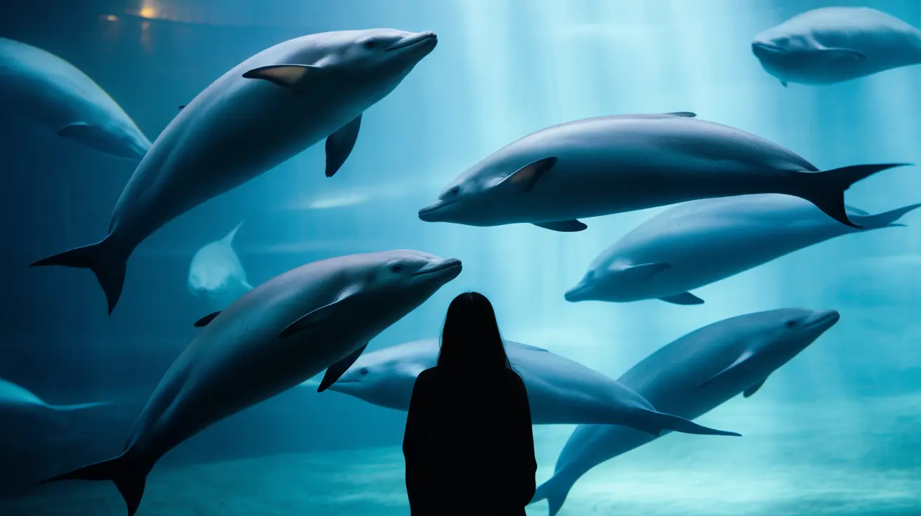 Yangtze finless porpoise swimming in a freshwater river habitat during conservation efforts